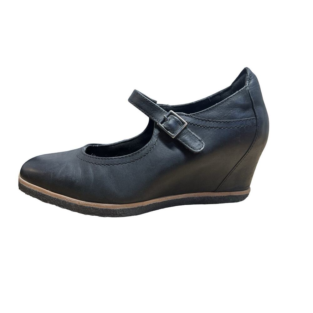 Earth Shoes Womens 9 B Boden Mary Jane Wedge Heel Black Leather Casual
